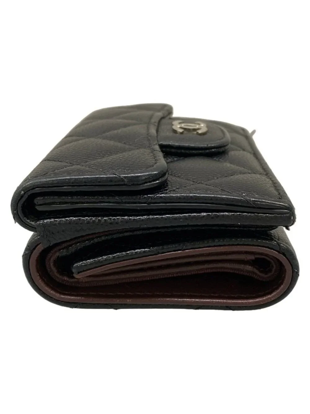 Chanel Trifold Wallet Classic Small Flap Quilted Black Silver